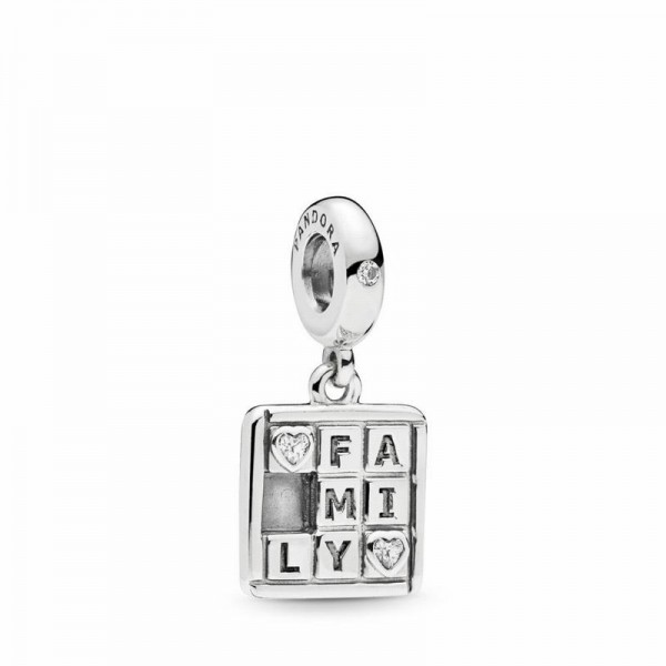 Pandora Jewelry Family Game Night Dangle Charm Sale,Sterling Silver,Clear CZ