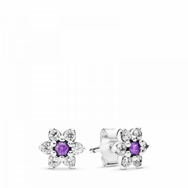 Pandora Jewelry Forget Me Not Stud Earrings Sale,Sterling Silver,Clear CZ
