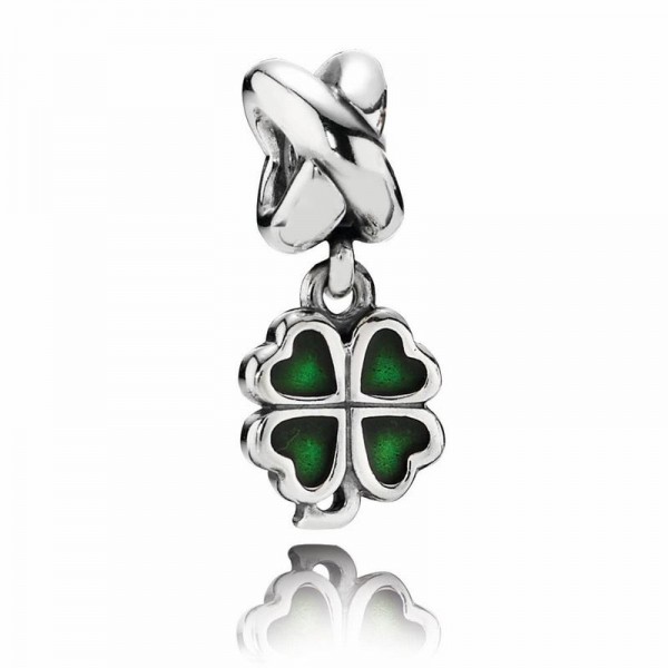 Pandora Jewelry Four-Leaf Clover Dangle Charm Sale,Sterling Silver
