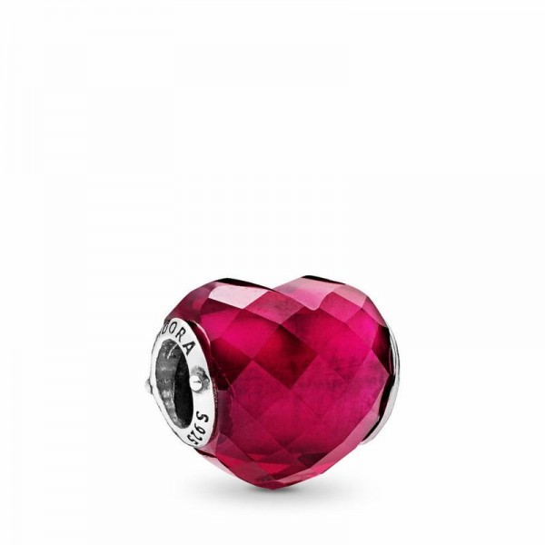 Pandora Jewelry Fuchsia Pink Heart Charm Sale,Sterling Silver