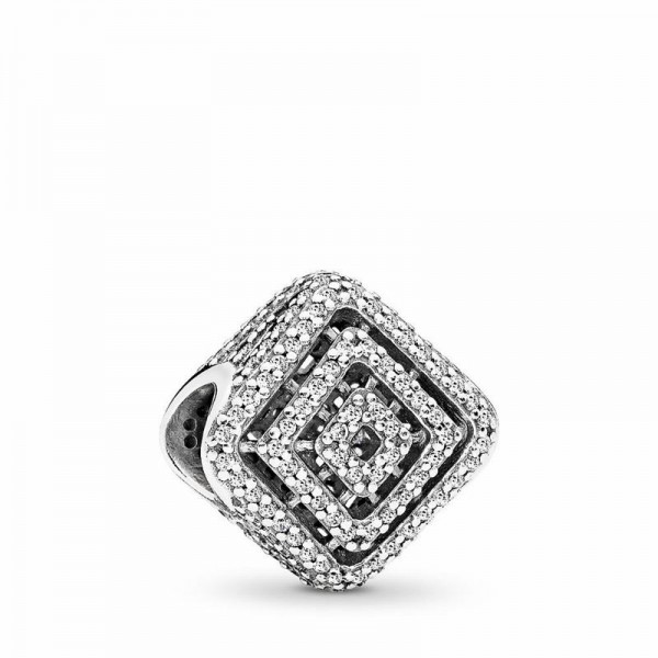 Pandora Jewelry Geometric Lines Charm Sale,Sterling Silver,Clear CZ