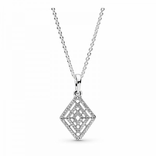 Pandora Jewelry Geometric Lines Necklace & Pendant Sale,Sterling Silver,Clear CZ