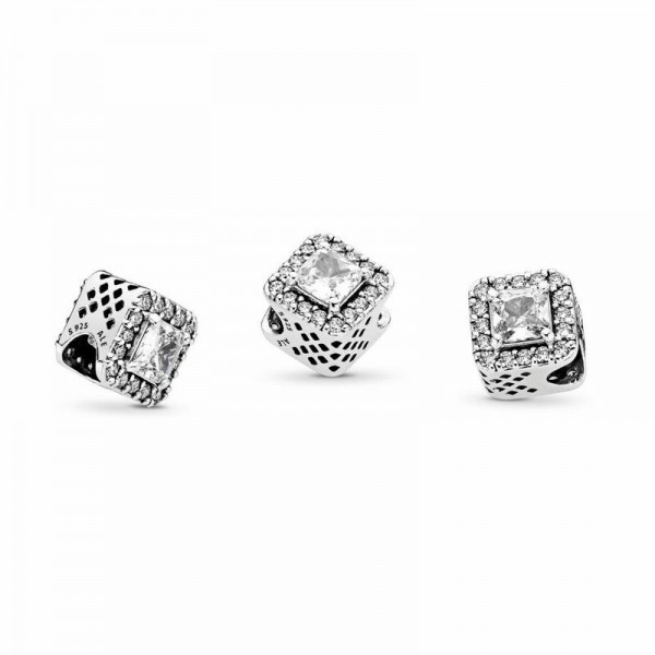 Pandora Jewelry Geometric Radiance Charm Sale,Sterling Silver,Clear CZ