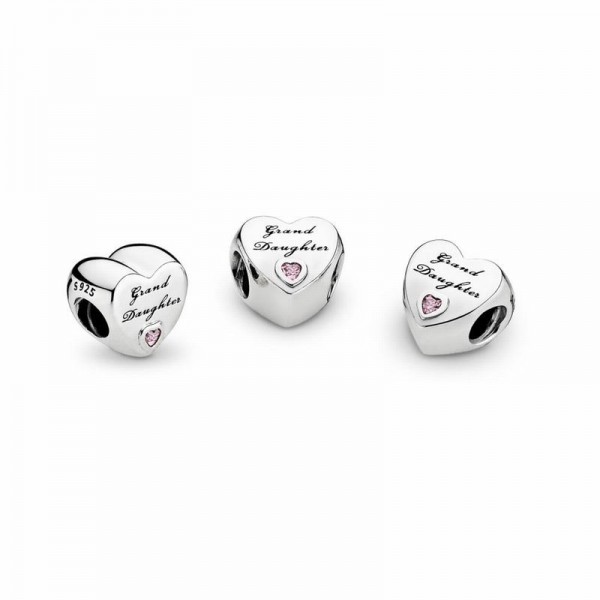 Pandora Jewelry Granddaughter's Love Charm Sale,Sterling Silver,Clear CZ