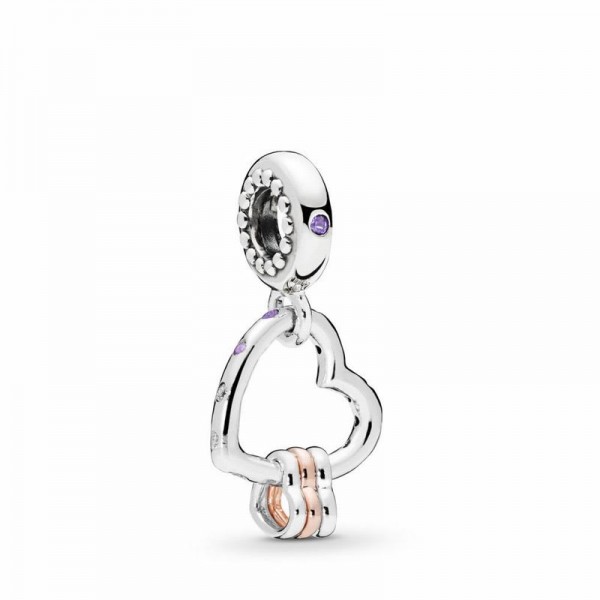 Pandora Jewelry Heart Highlights Dangle Charm Sale,Pandora Rose™,Clear CZ