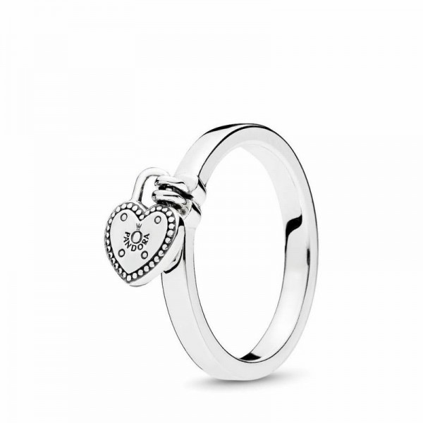 Pandora Jewelry Heart-Shaped Padlock Ring Sale,Sterling Silver
