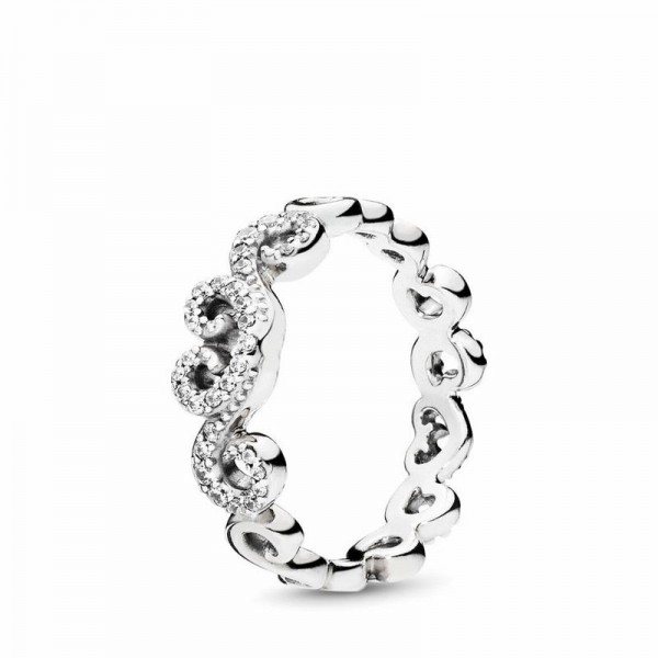 Pandora Jewelry Heart Swirls Ring Sale,Sterling Silver,Clear CZ