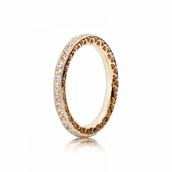 Pandora Jewelry Hearts Ring Sale,14k Gold,Clear CZ