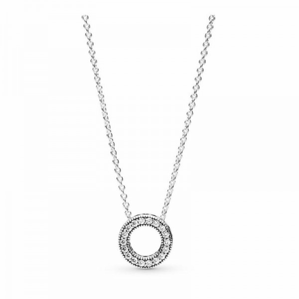 Pandora Jewelry Hearts of Pandora Jewelry Necklace Sale,Sterling Silver,Clear CZ