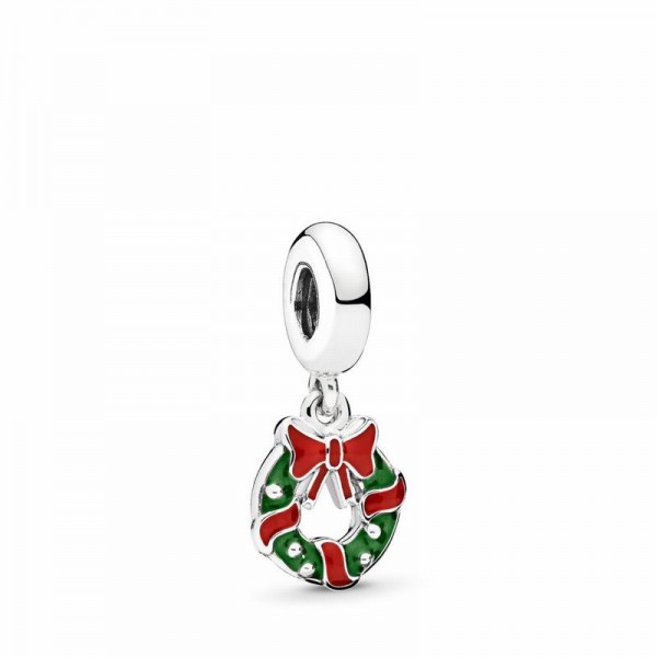 Pandora Jewelry Holiday Wreath Dangle Charm Sale,Sterling Silver
