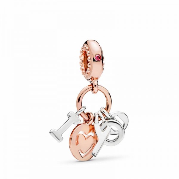 Pandora Jewelry I Love You Letters Dangle Charm Sale,Pandora Rose™,Clear CZ