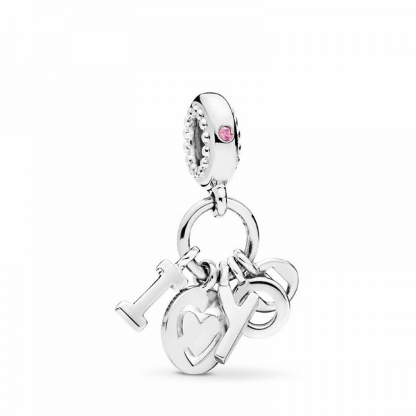 Pandora Jewelry I Love You Letters Dangle Charm Sale,Sterling Silver,Clear CZ