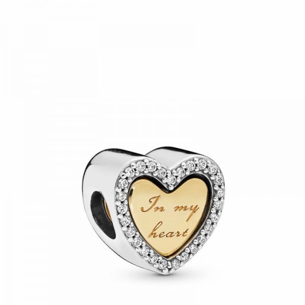 Pandora Jewelry In My Heart Charm Sale,Sterling Silver,Clear CZ