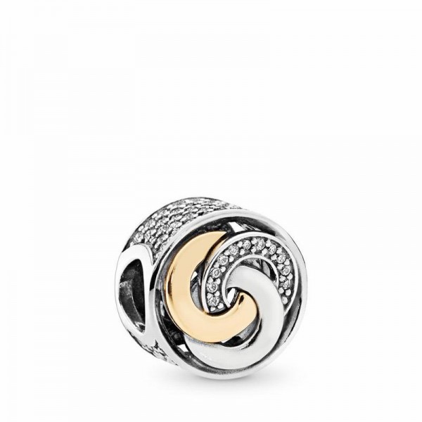 Pandora Jewelry Interlinked Circles Charm Sale,Two Tone,Clear CZ