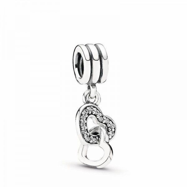 Pandora Jewelry Interlocking Love Charm Sale,Sterling Silver,Clear CZ
