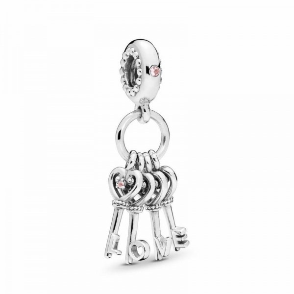 Pandora Jewelry Keys of Love Dangle Charm Sale,Sterling Silver,Clear CZ