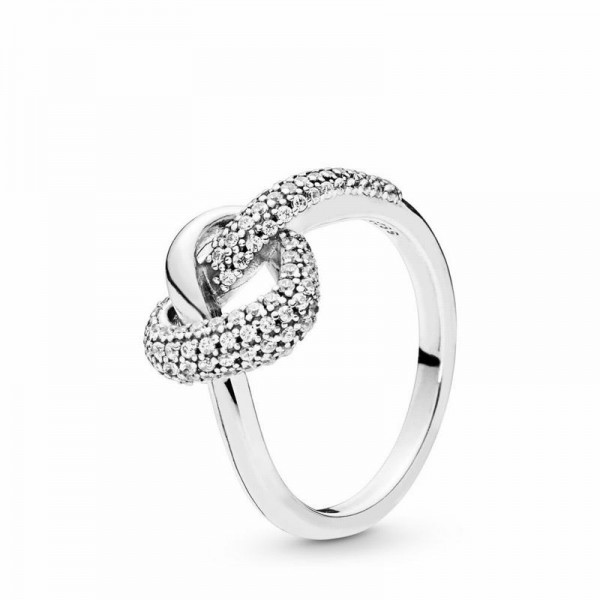 Pandora Jewelry Knotted Heart Ring Sale,Sterling Silver,Clear CZ