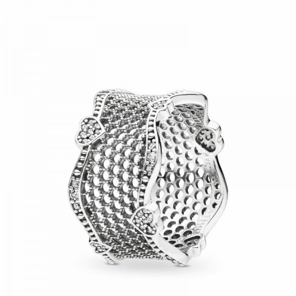 Pandora Jewelry Lace of Love Ring Sale,Sterling Silver,Clear CZ