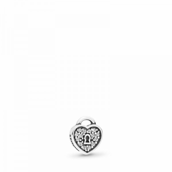 Pandora Jewelry Lock of Love Petite Locket Charm Sale,Sterling Silver,Clear CZ