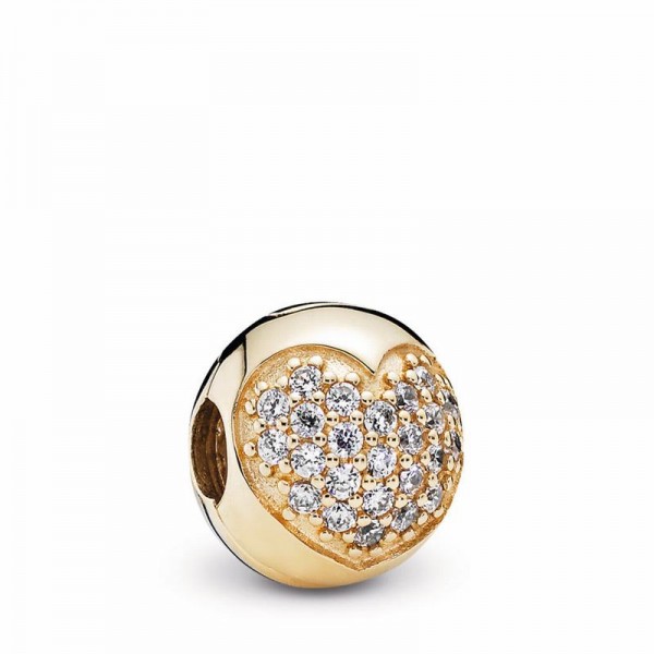 Pandora Jewelry Love Of My Life Clip Charm Sale,14k Gold,Clear CZ