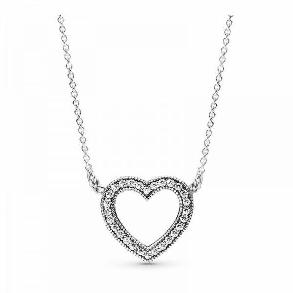 Pandora Jewelry Loving Hearts of Pandora Jewelry Necklace Sale,Sterling Silver,Clear CZ