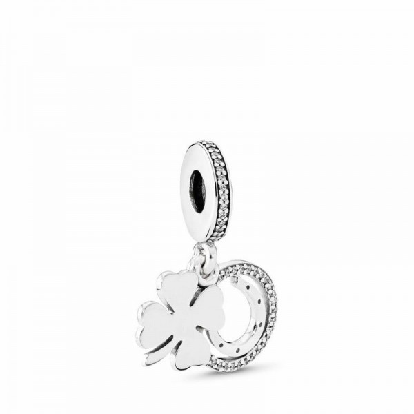 Pandora Jewelry Lucky Day Dangle Charm Sale,Sterling Silver,Clear CZ