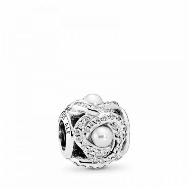 Pandora Jewelry Luminous Love Knot Charm Sale,Sterling Silver,Clear CZ