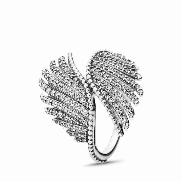 Pandora Jewelry Majestic Feathers Ring Sale,Sterling Silver,Clear CZ