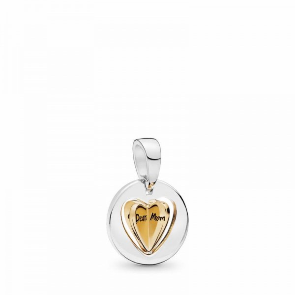 Pandora Jewelry Mom’s Golden Heart Dangle Charm Sale,Sterling Silver