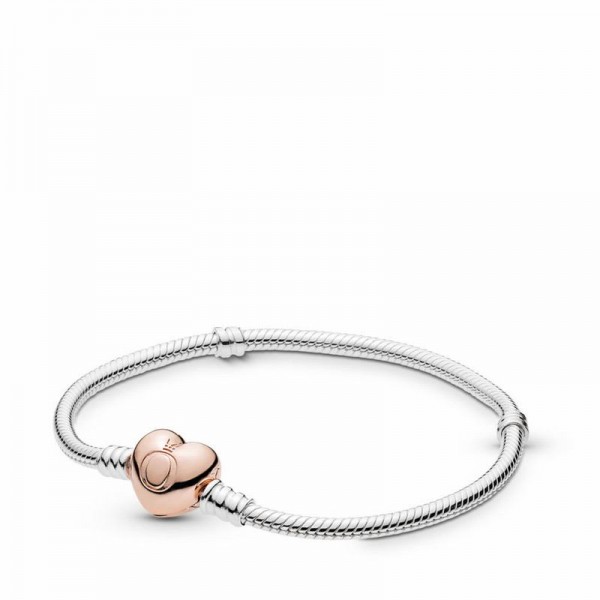 Pandora Jewelry Moments Heart & Snake Chain Bracelet Sale,Pandora Rose™
