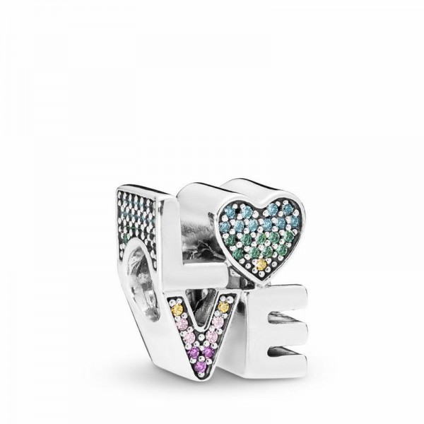 Pandora Jewelry Multi-Color Love Charm Sale,Sterling Silver,Clear CZ
