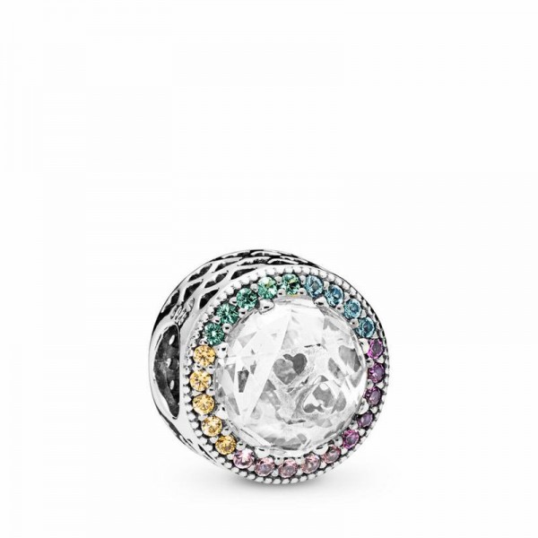 Pandora Jewelry Multi-Color Radiant Hearts Charm Sale,Sterling Silver,Clear CZ