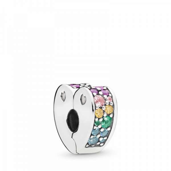 Pandora Jewelry Multi-Colored Arc of Love Clip Charm Sale,Sterling Silver,Clear CZ
