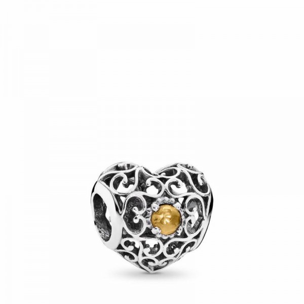 Pandora Jewelry November Signature Heart Charm Sale,Sterling Silver