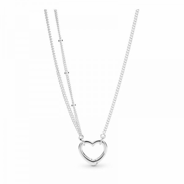 Pandora Jewelry Open Heart Necklace Sale,Sterling Silver
