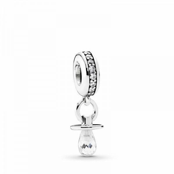 Pandora Jewelry Pacifier Dangle Charm Sale,Sterling Silver,Clear CZ