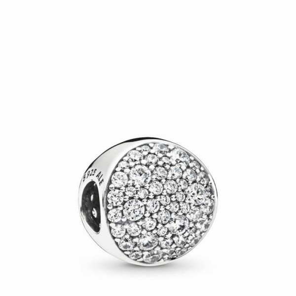 Pandora Jewelry Pavé Sphere Charm Sale,Sterling Silver,Clear CZ