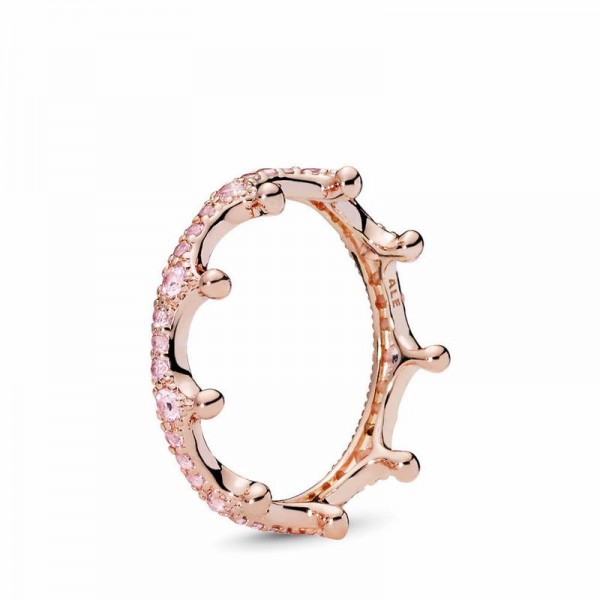 Pandora Jewelry Pink Sparkling Crown Ring Sale,Pandora Rose™