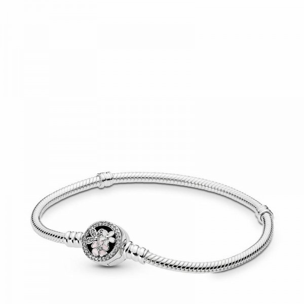Pandora Jewelry Poetic Blooms Bracelet Sale,Sterling Silver,Clear CZ