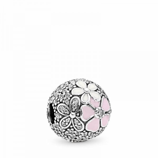 Pandora Jewelry Poetic Blooms Charm Sale,Sterling Silver,Clear CZ