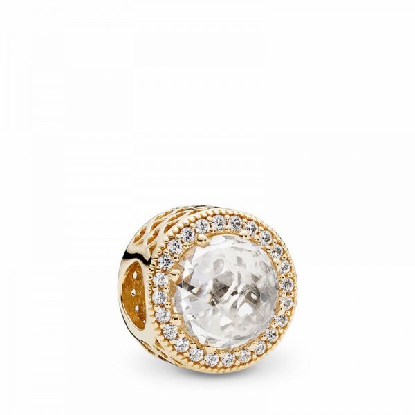 Pandora Jewelry Radiant Hearts Charm Sale,14k Gold,Clear CZ