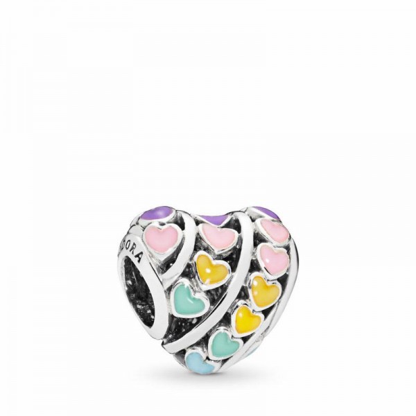 Pandora Jewelry Rainbow Hearts Charm Sale,Sterling Silver