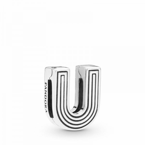 Pandora Jewelry Reflexions™ Letter U Clip Charm Sale,Sterling Silver