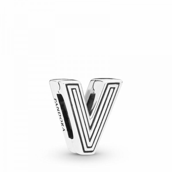 Pandora Jewelry Reflexions™ Letter V Clip Charm Sale,Sterling Silver