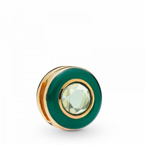 Pandora Jewelry Reflexions™ Radiant Green Circle Clip Charm Sale,18ct Gold Plated
