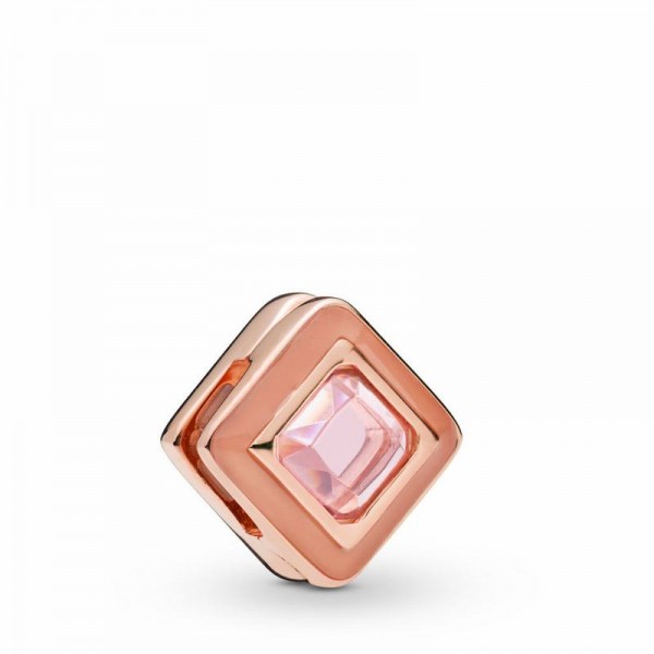 Pandora Jewelry Reflexions™ Sparkling Pink Square Clip Charm Sale,Pandora Rose™