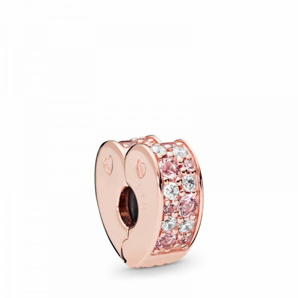 Pandora Jewelry Rose™ Arcs of Love Clip Charm Sale,Clear CZ