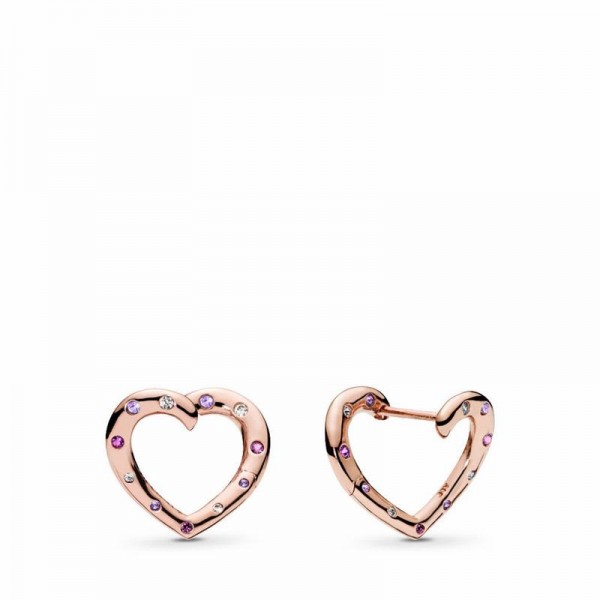 Pandora Jewelry Rose™ Bright Hearts Hoop Earrings Sale,Clear CZ