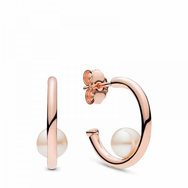 Pandora Jewelry Rose™ Contemporary Pearls Hoop Earrings Sale