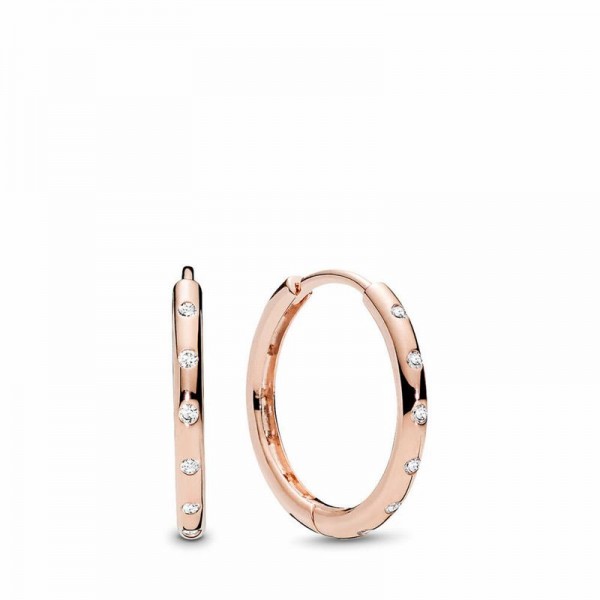Pandora Jewelry Rose™ Droplets Hoop Earrings Sale,Clear CZ